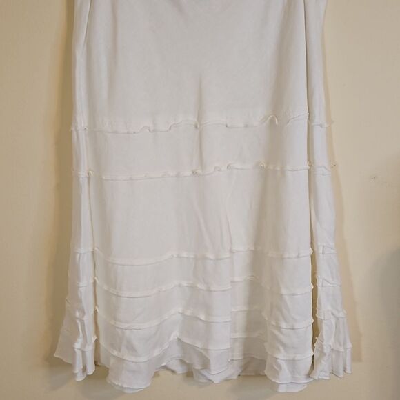 Sharagano white tiered A line midi skirt size 10P - Picture 2 of 8
